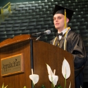 Special education major Nicholas Flippen speaks to graduates of the Reich College of Education. Photo by University Communications.